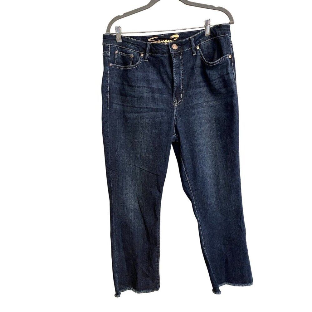 Seven7 Hayden Dark Wash Denim Jeans Unique Faded Design Unisex